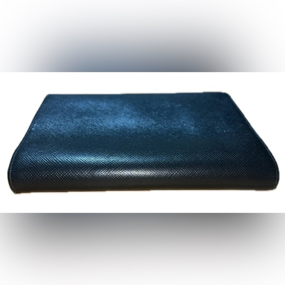 PRADA Saffiano Triangle Hardware Flap Women's Compact Wallet Nero Black - Picture 5 of 14